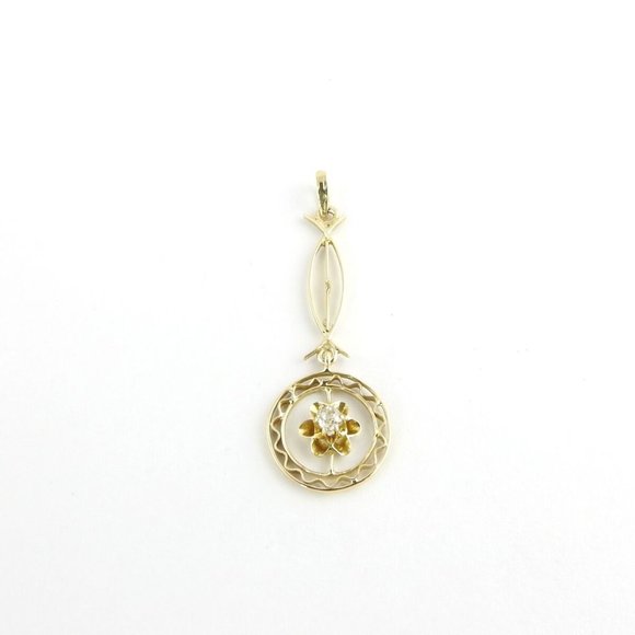Vintage 14 Karat Yellow Gold and Diamond Pendant - Picture 3 of 7